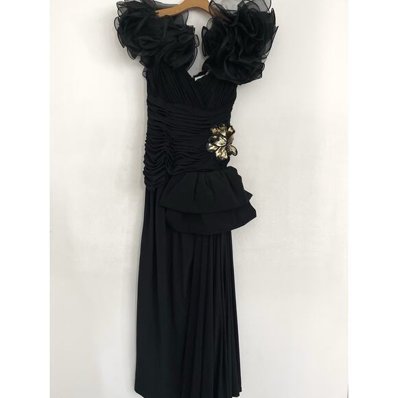 black v neck maxi dress Black Satin V-neck Evening Gowns Long Slit Prom Dresses